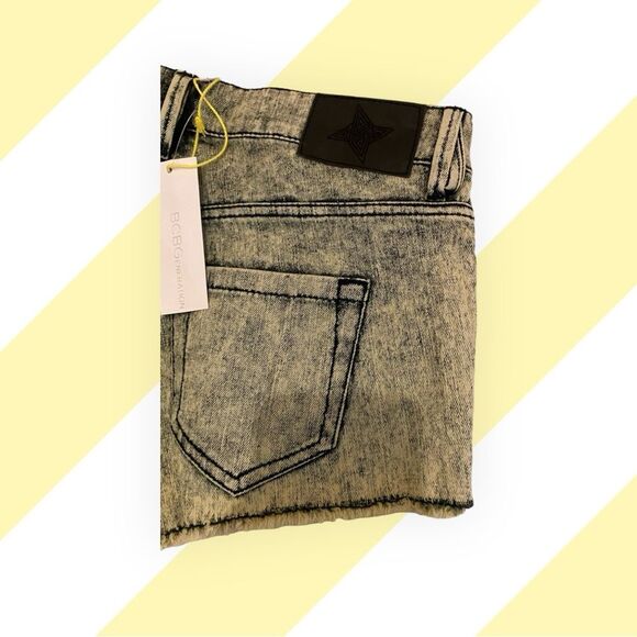 Sexy BCBG The Jackson juniors yellow acid washed denim short shorts NWT size 24 - Picture 5 of 13